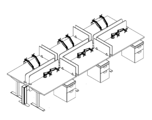 Friant My-Hite FMH-6013 6-Person Sit-Stand Workstation, 6' x 2.5'