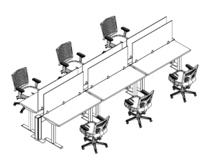 Friant My-Hite FMH-6014 Six-Person Sit-Stand Bench Workstation, 5' x 2'