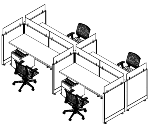 Friant Novo Monolithic 4-Station Cubicle Pod